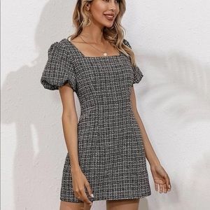 Shein Puff Sleeve Tweed Dress